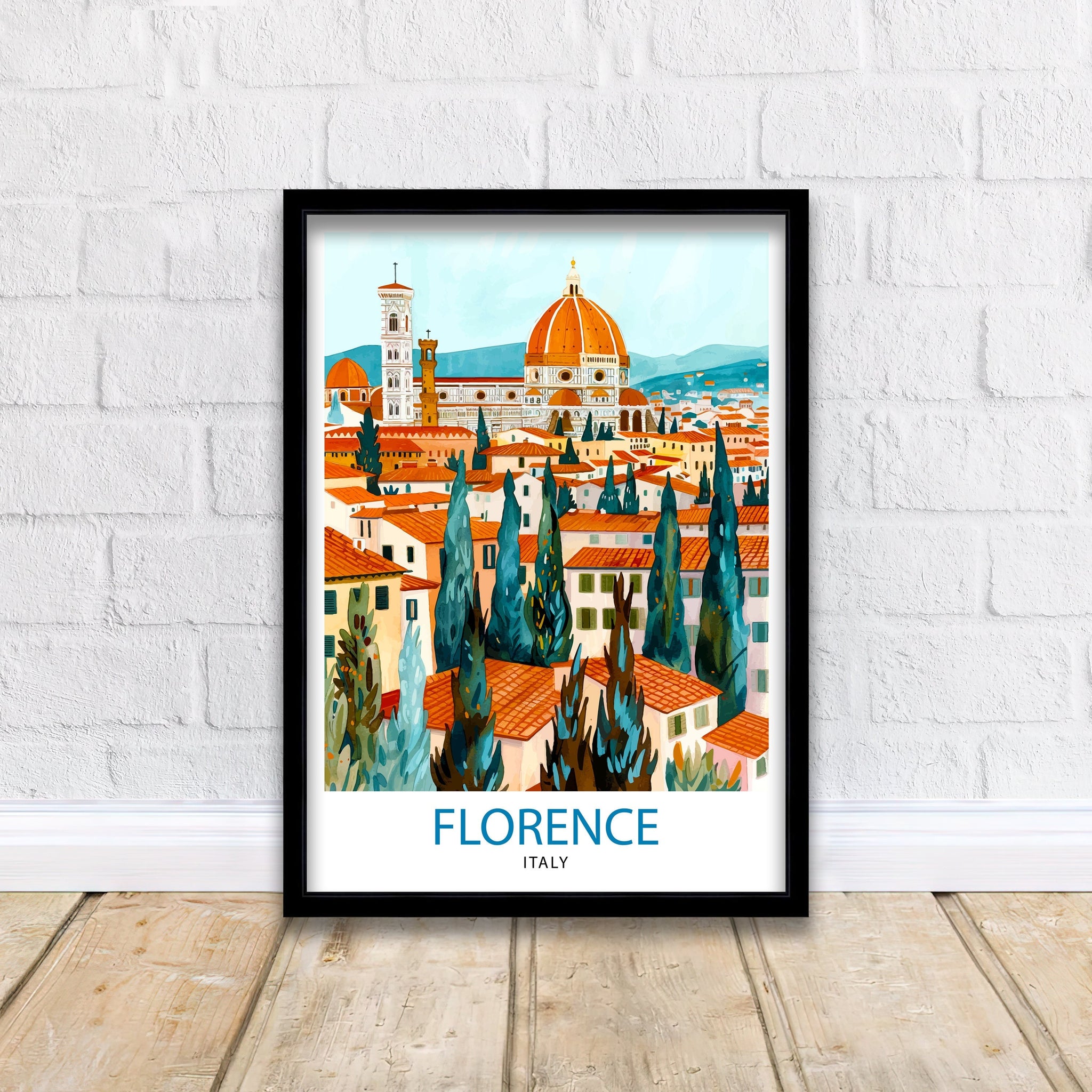 Florence Italy Travel Print Florence Wall Decor Florence Home Living Decor Florence Italy Illustration Travel Poster Gift for Florence