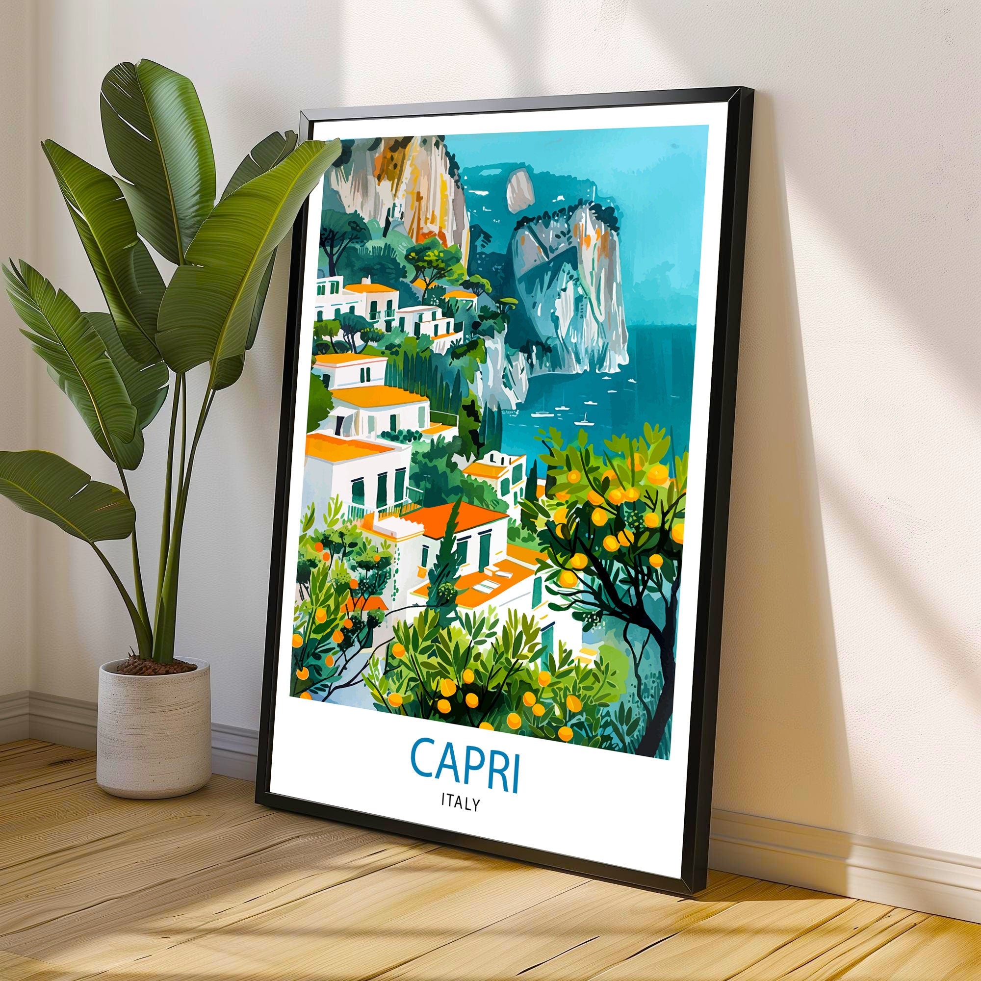 Capri Italy Travel Print Capri Wall Decor Capri Home Living Decor Capri Italy Illustration Travel Poster Gift for Capri Italy Home Decor