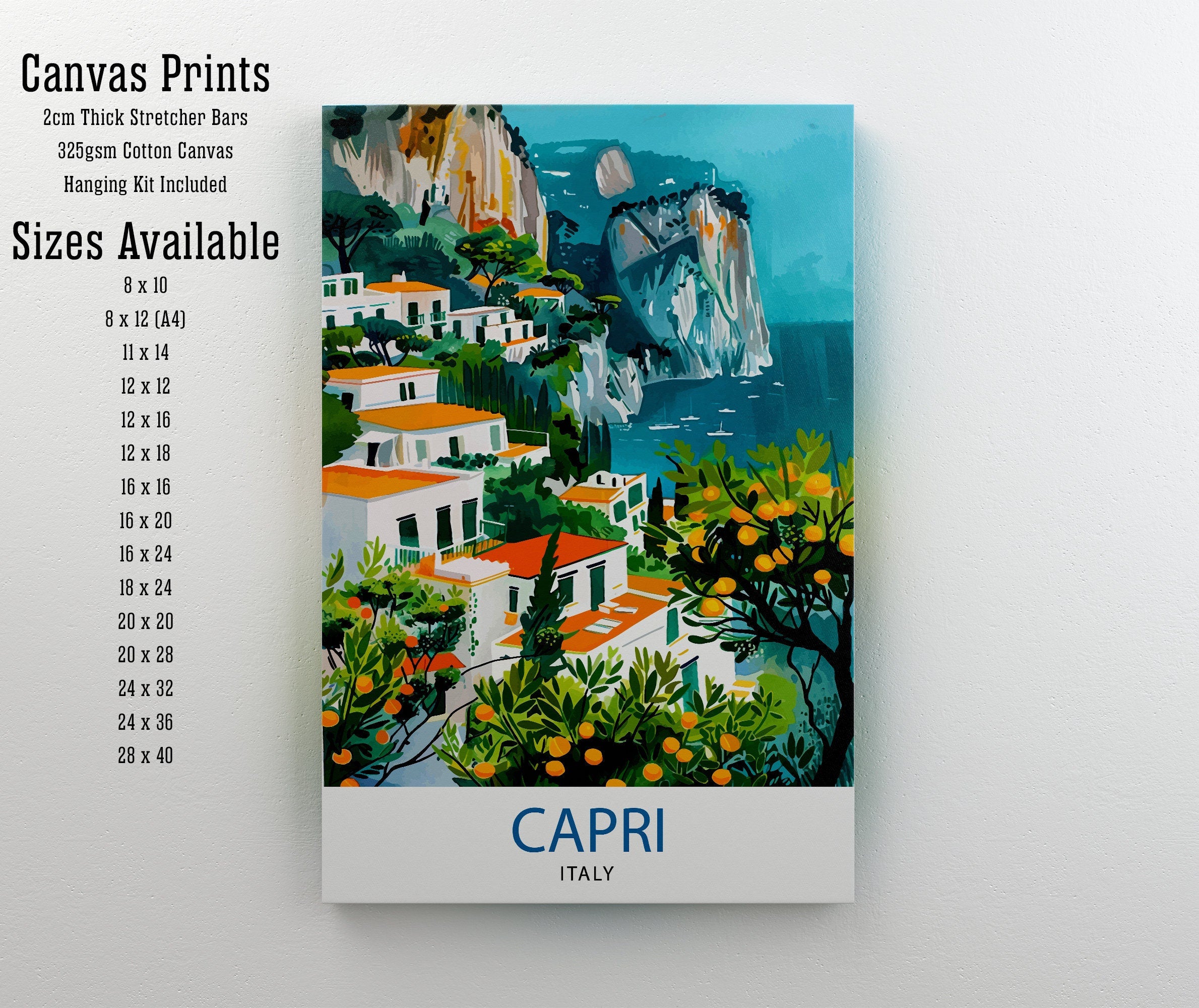 Capri Italy Travel Print Capri Wall Decor Capri Home Living Decor Capri Italy Illustration Travel Poster Gift for Capri Italy Home Decor