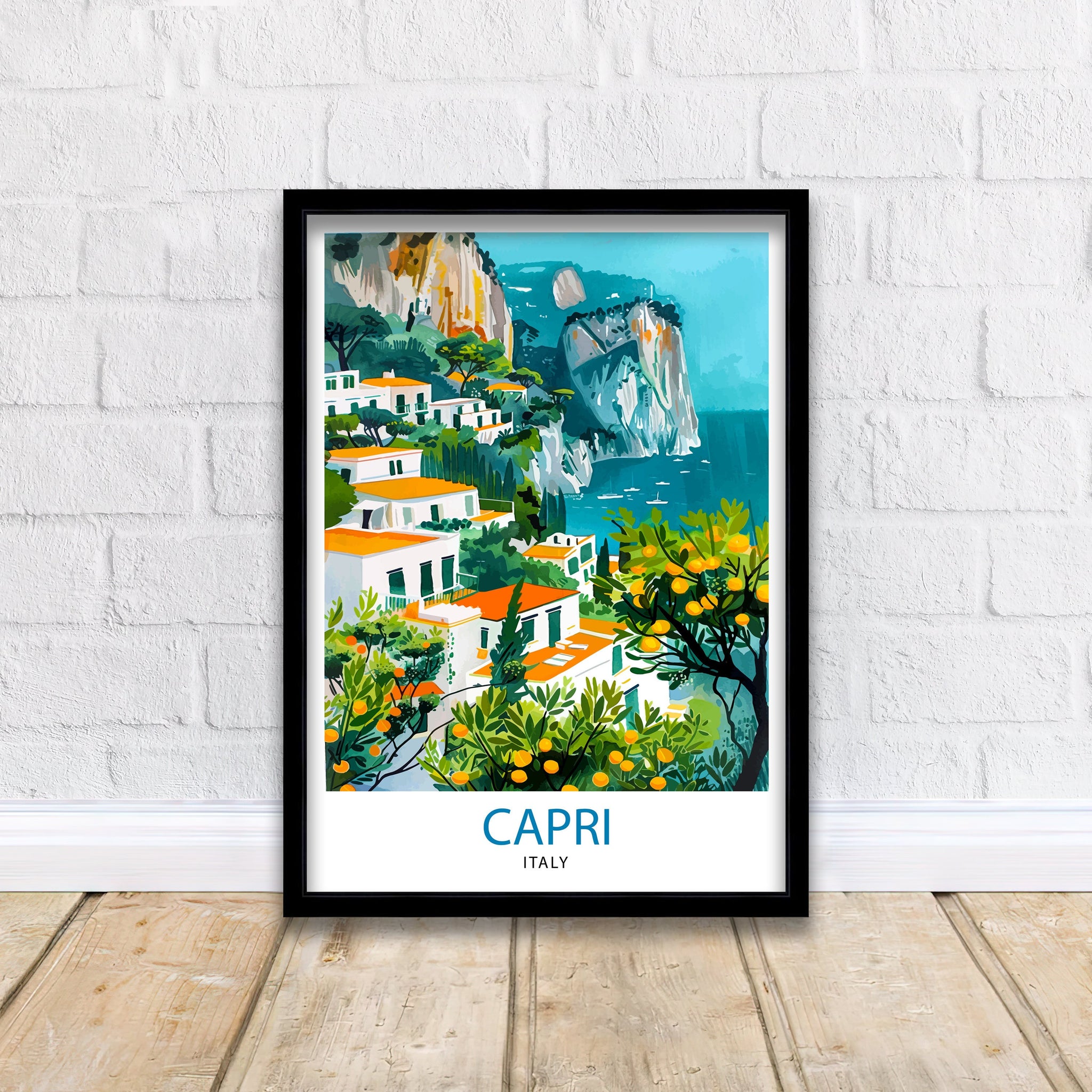 Capri Italy Travel Print Capri Wall Decor Capri Home Living Decor Capri Italy Illustration Travel Poster Gift for Capri Italy Home Decor