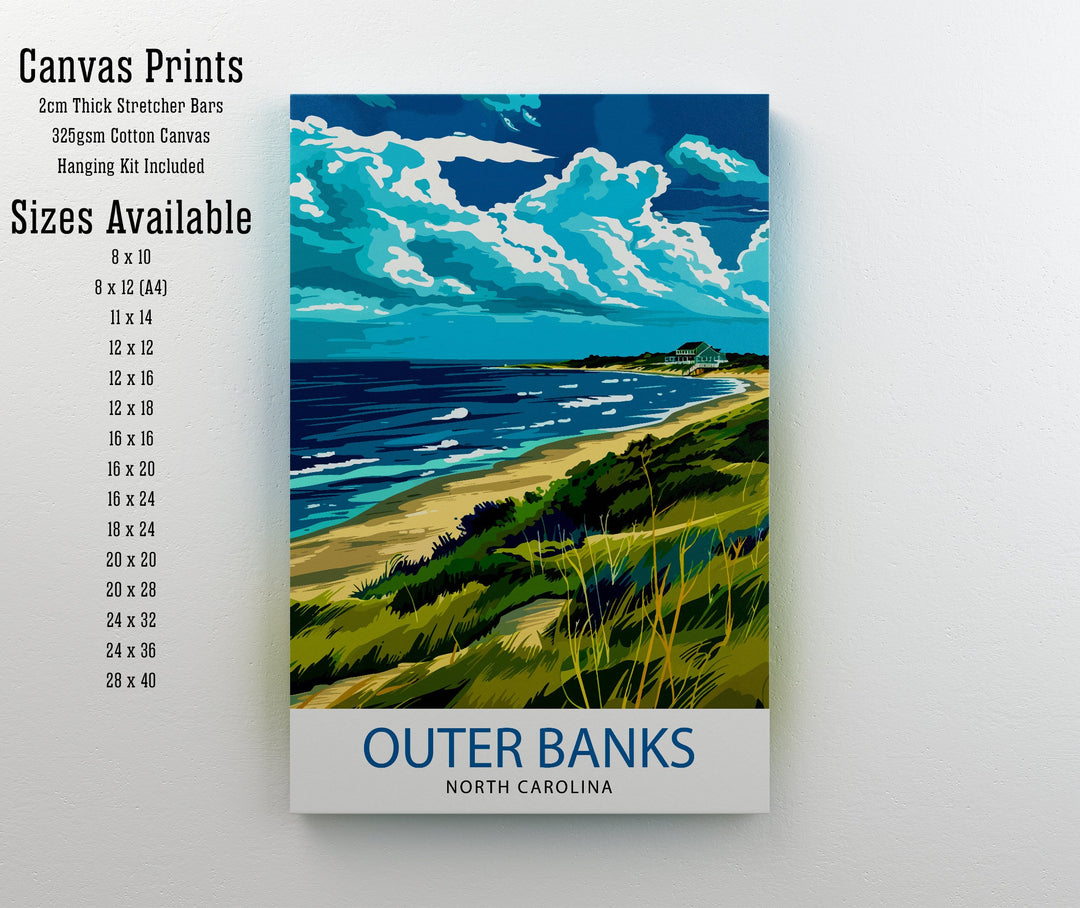 Outer Banks North Carolina Travel Print Wall Decor Wall Art Outer Banks Wall Hanging Home Décor OBX Gift Art Lovers North Carolina Art