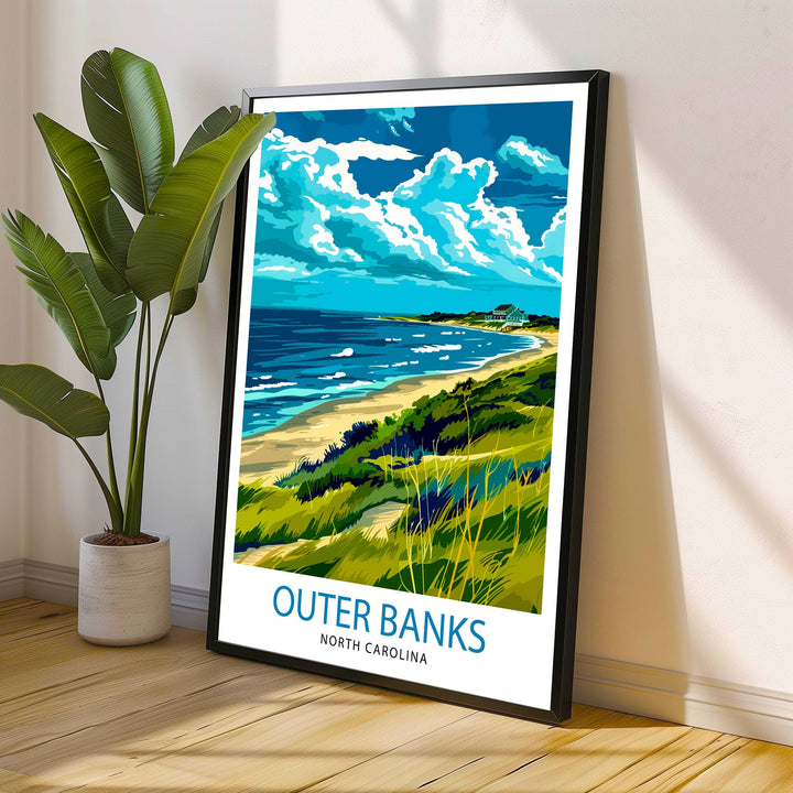 Outer Banks North Carolina Travel Print Wall Decor Wall Art Outer Banks Wall Hanging Home Décor OBX Gift Art Lovers North Carolina Art