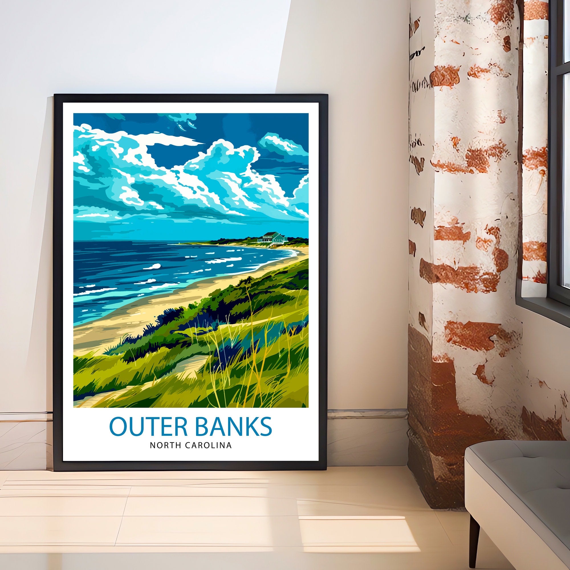Outer Banks North Carolina Travel Print Wall Decor Wall Art Outer Banks Wall Hanging Home Décor OBX Gift Art Lovers North Carolina Art