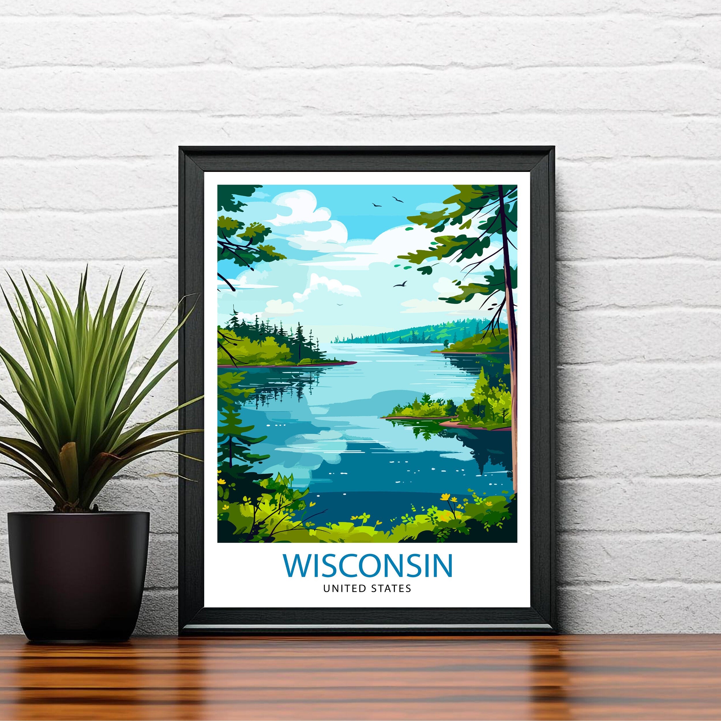 Wisconsin Travel Print Wall Decor Wall Art Wisconsin Wall Hanging Home Décor Wisconsin Gift Art Lovers USA Art Lover Gift Print