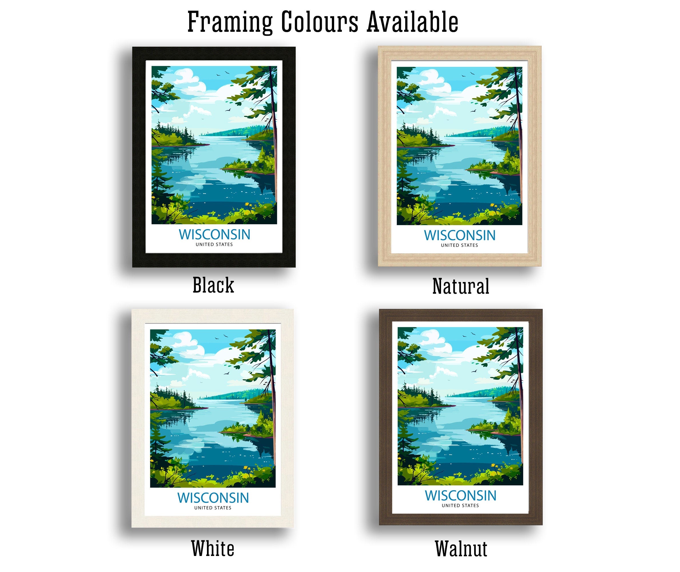 Wisconsin Travel Print Wall Decor Wall Art Wisconsin Wall Hanging Home Décor Wisconsin Gift Art Lovers USA Art Lover Gift Print