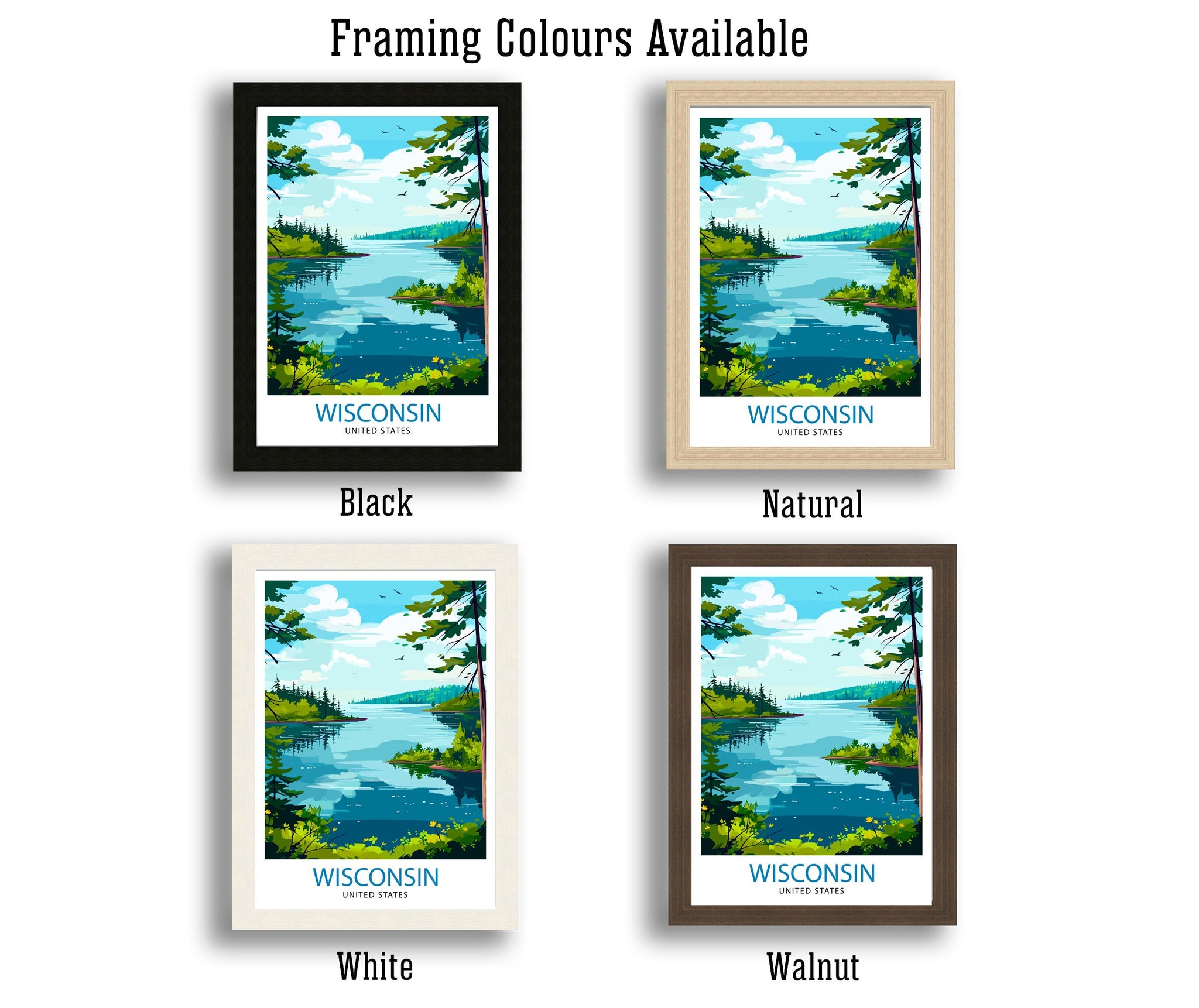 Wisconsin Travel Print Wall Decor Wall Art Wisconsin Wall Hanging Home Décor Wisconsin Gift Art Lovers USA Art Lover Gift Print