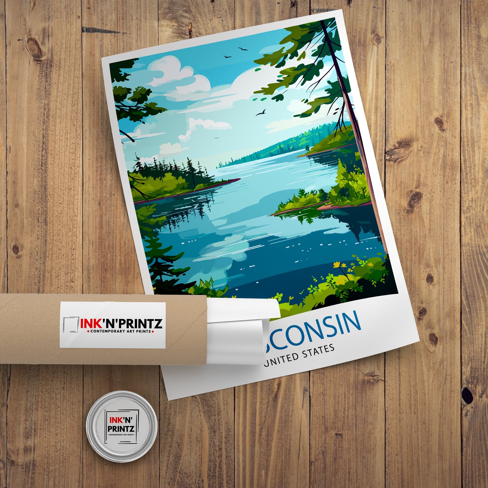 Wisconsin Travel Print Wall Decor Wall Art Wisconsin Wall Hanging Home Décor Wisconsin Gift Art Lovers USA Art Lover Gift Print