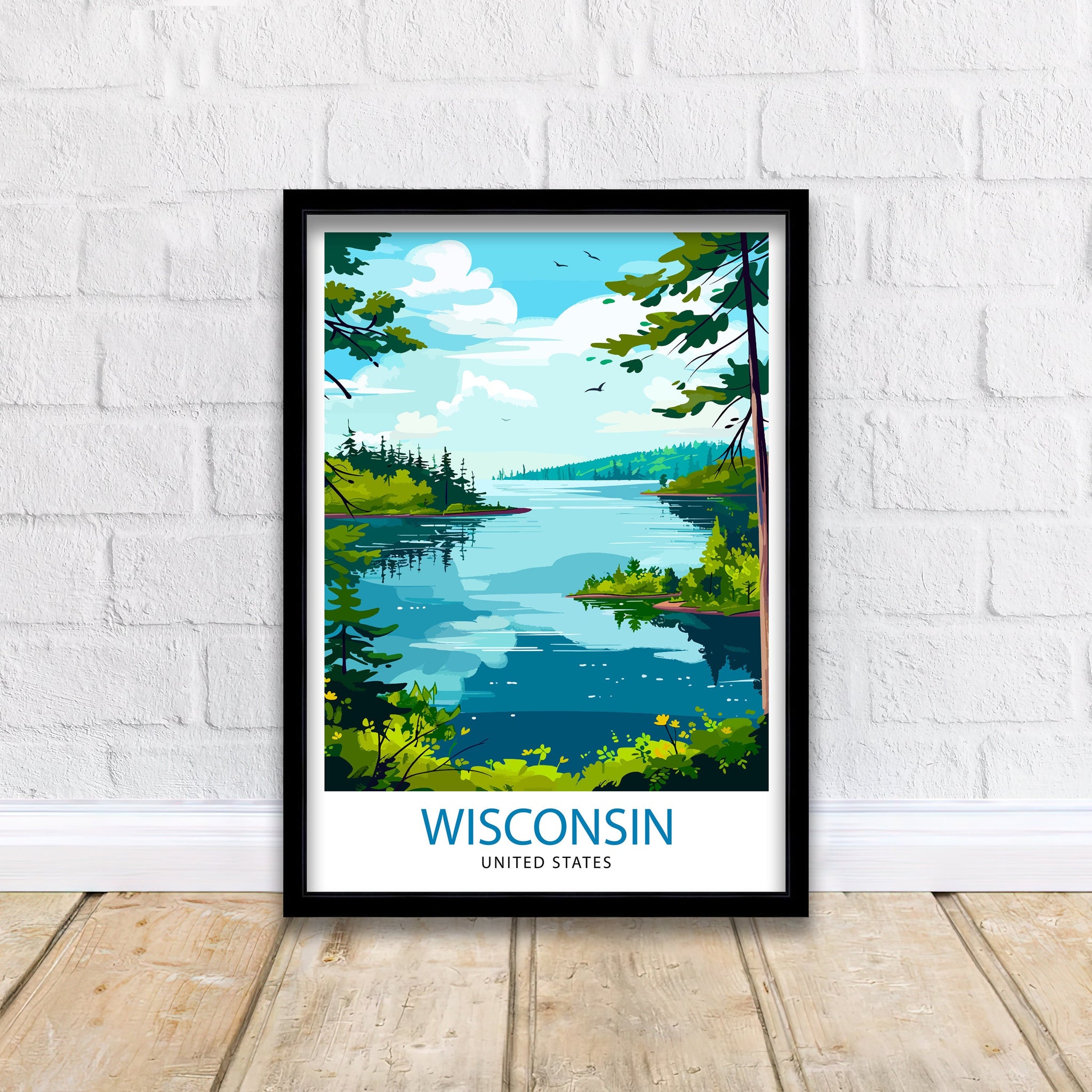 Wisconsin Travel Print Wall Decor Wall Art Wisconsin Wall Hanging Home Décor Wisconsin Gift Art Lovers USA Art Lover Gift Print