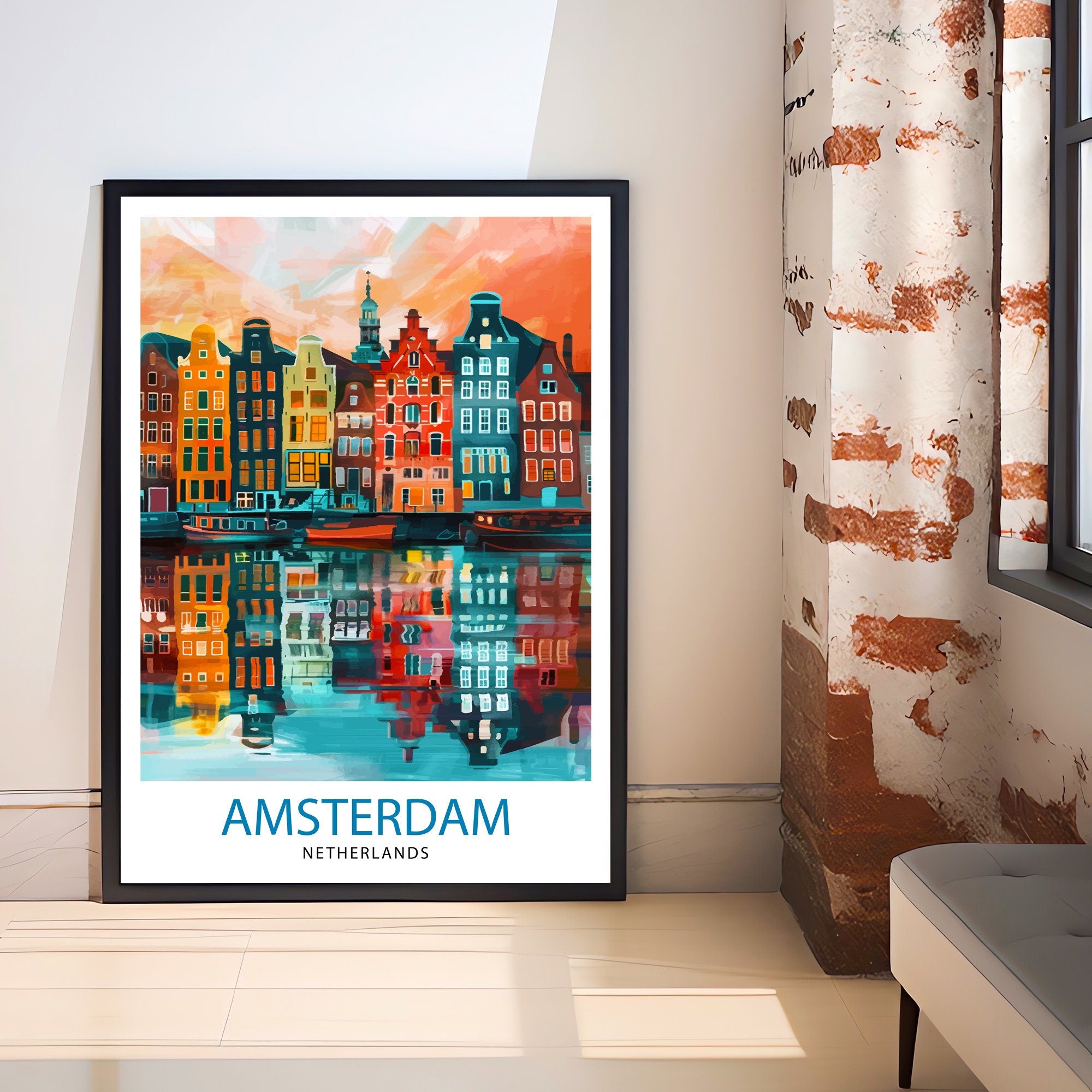 Amsterdam Netherlands Travel Print Wall Decor Wall Art Amsterdam Wall Hanging Home Décor Amsterdam Gift Art Lovers Netherlands Art