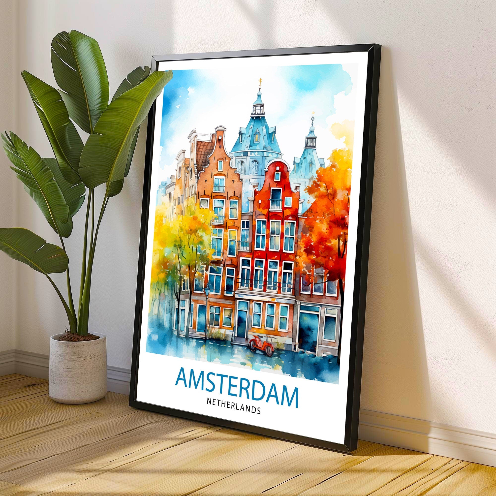Amsterdam Netherlands Travel Print Wall Decor Wall Art Amsterdam Wall Hanging Home Décor Amsterdam Gift Art Lovers Netherlands Art