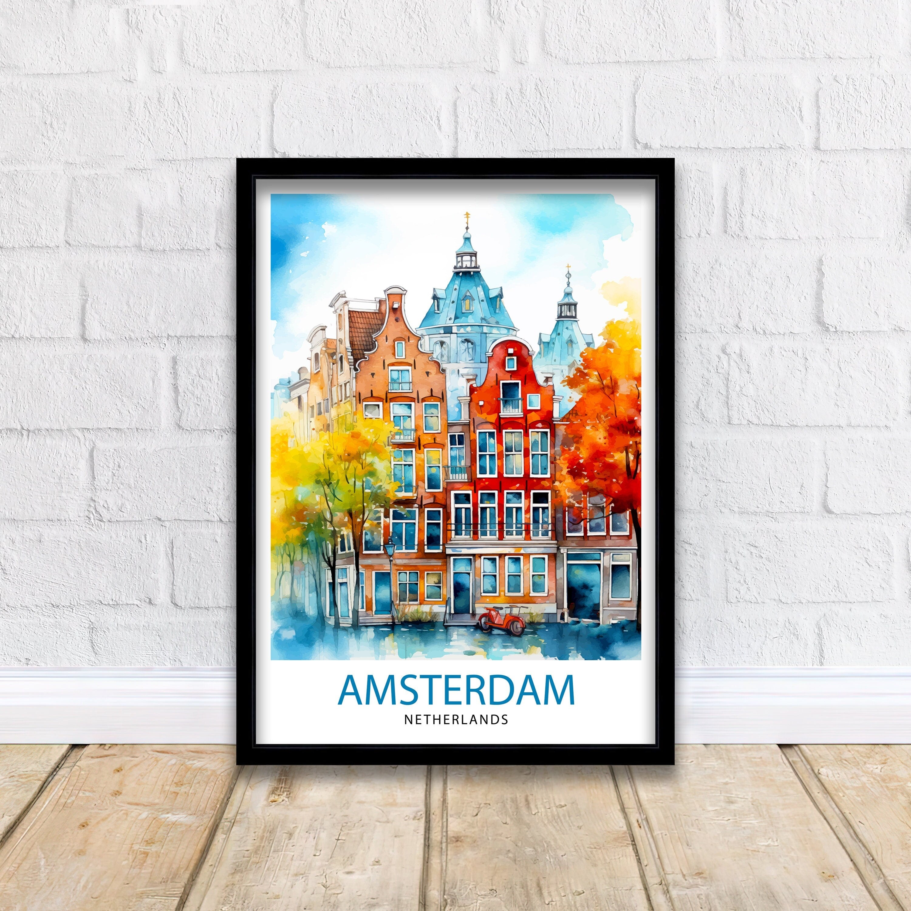 Amsterdam Netherlands Travel Print Wall Decor Wall Art Amsterdam Wall Hanging Home Décor Amsterdam Gift Art Lovers Netherlands Art