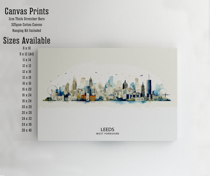 Leeds Skyline Print Wall Decor Wall Art Leeds Wall Hanging Home Décor Leeds Gift Art Lovers UK Skyline Art Lover Gift Print Art