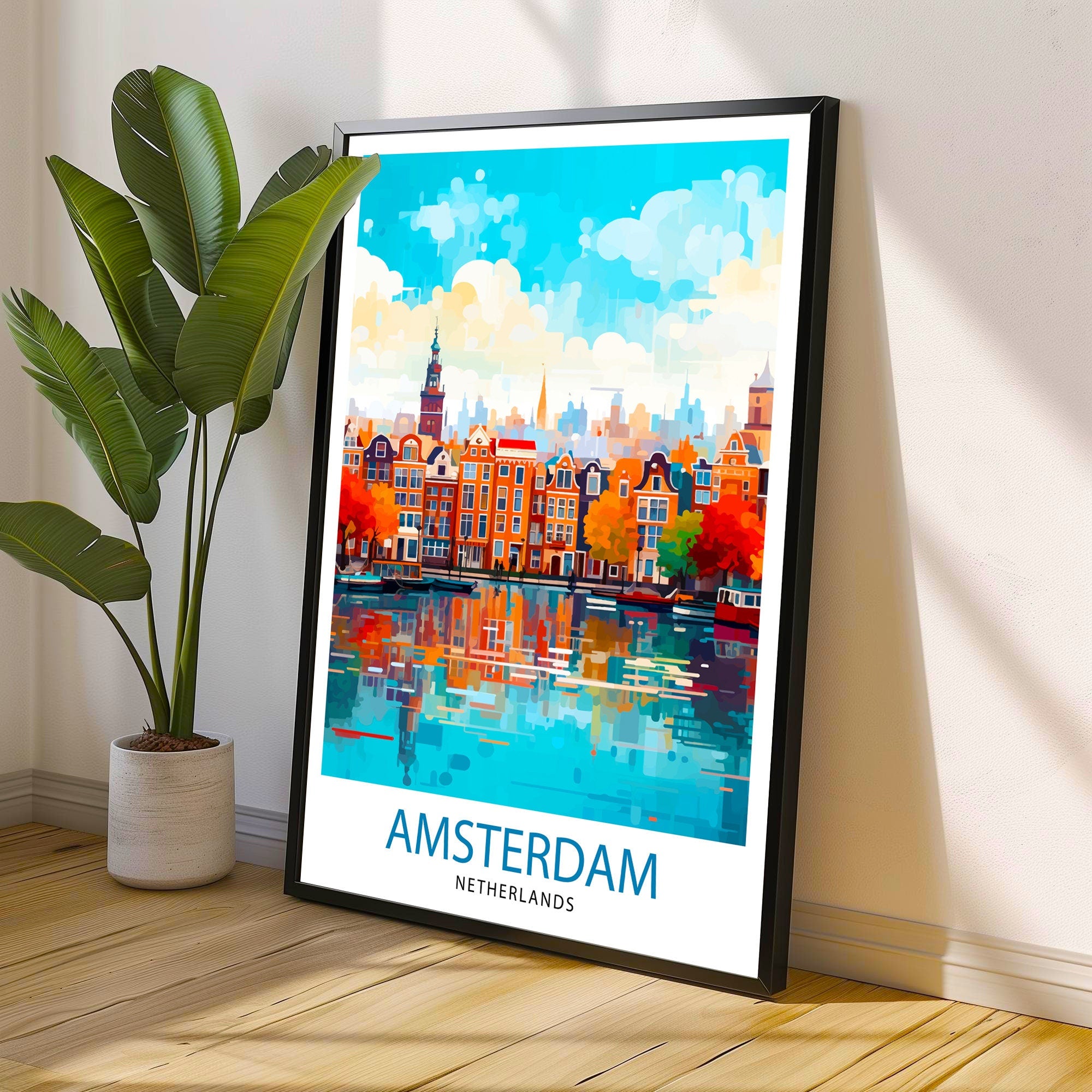 Amsterdam Netherlands Travel Print Wall Decor Wall Art Amsterdam Wall Hanging Home Décor Amsterdam Gift Art Lovers Netherlands Art