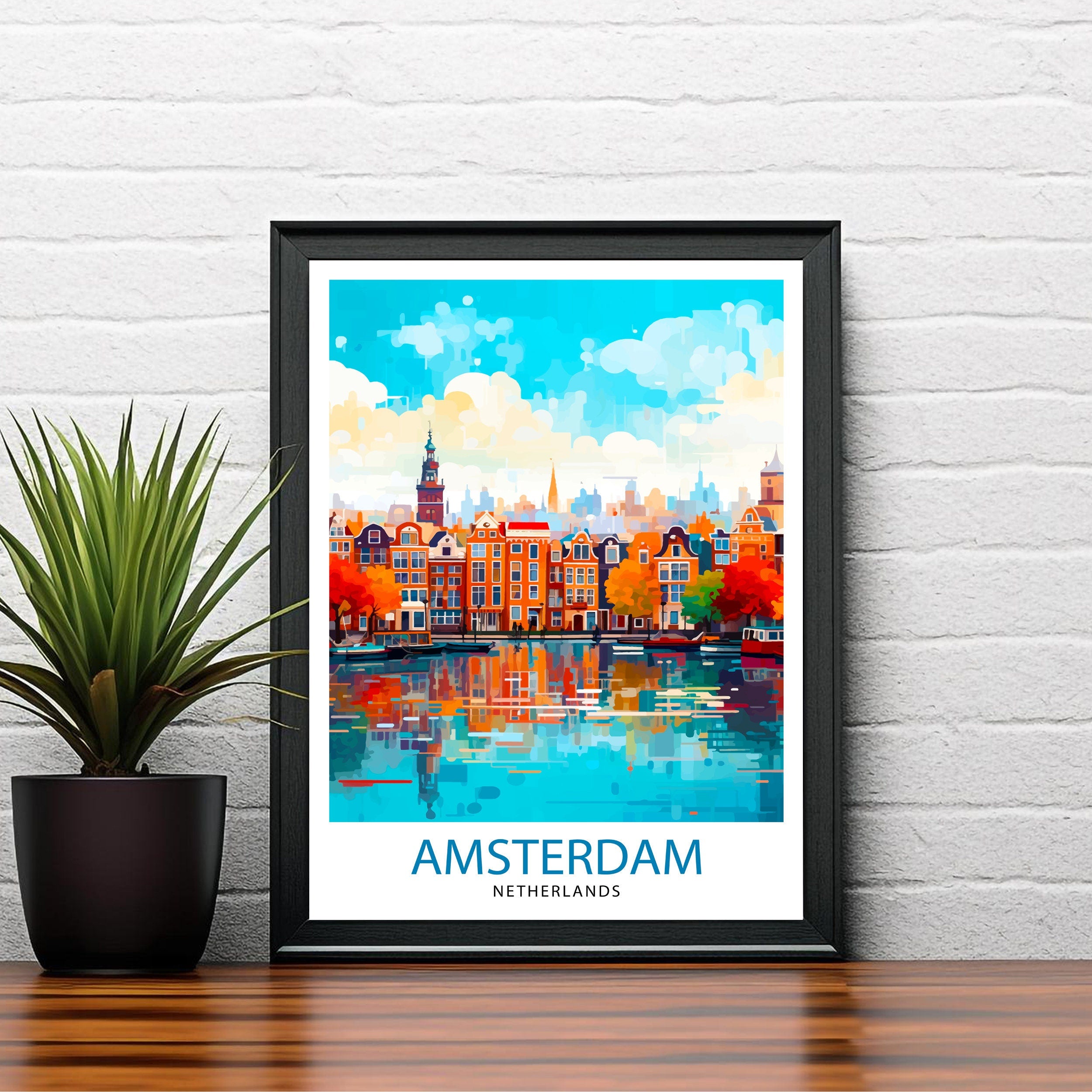 Amsterdam Netherlands Travel Print Wall Decor Wall Art Amsterdam Wall Hanging Home Décor Amsterdam Gift Art Lovers Netherlands Art