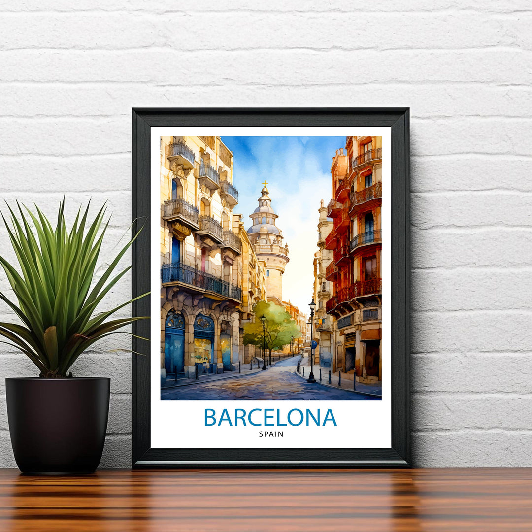 Barcelona Spain Travel Poster Barcelona