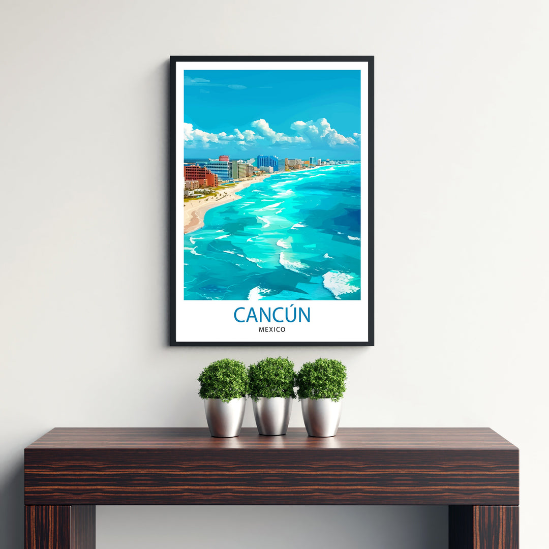 Cancun Mexico Travel Print Wall Decor Wall Art Cancun Wall Hanging Home Décor Cancun Gift Art Lovers Mexico Art Lover Gift Print Art