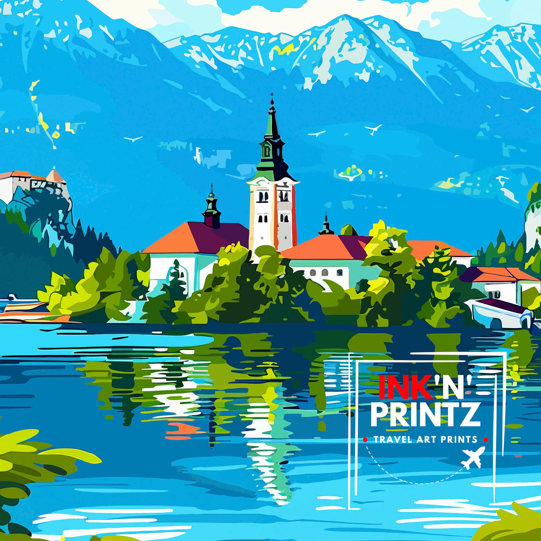 Lake Bled Slovenia Travel Poster