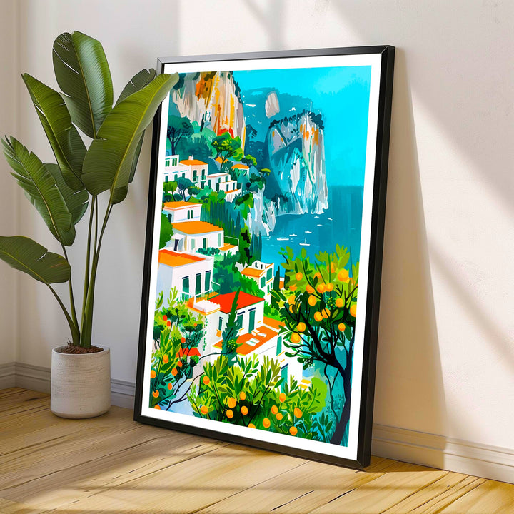 Capri Italy Travel Print Capri Wall Decor Capri Home Living Decor Capri Italy Illustration Travel Poster Gift for Capri Italy Home Decor