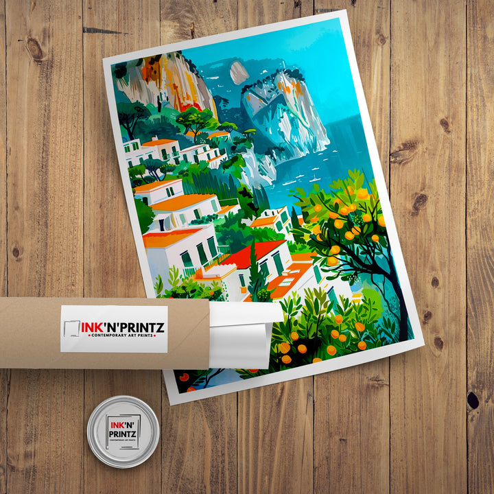 Capri Italy Travel Print Capri Wall Decor Capri Home Living Decor Capri Italy Illustration Travel Poster Gift for Capri Italy Home Decor