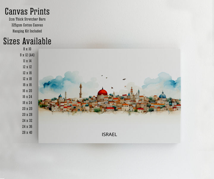 Israel Skyline Travel Print Wall Decor Wall Art Israel Skyline Wall Hanging Home Décor Israel Gift Art Lovers Israel Art Lover Gift Print