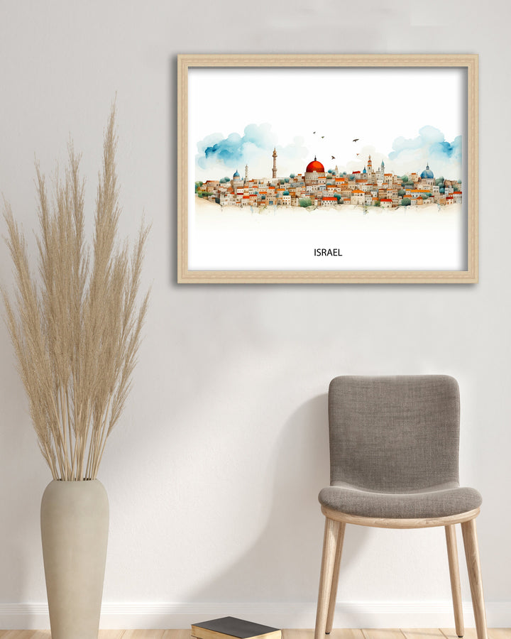 Israel Skyline Travel Print Wall Decor Wall Art Israel Skyline Wall Hanging Home Décor Israel Gift Art Lovers Israel Art Lover Gift Print