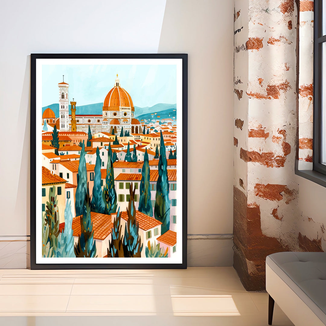 Florence Italy Travel Print Florence Wall Decor Florence Home Living Decor Florence Italy Illustration Travel Poster Gift for Florence