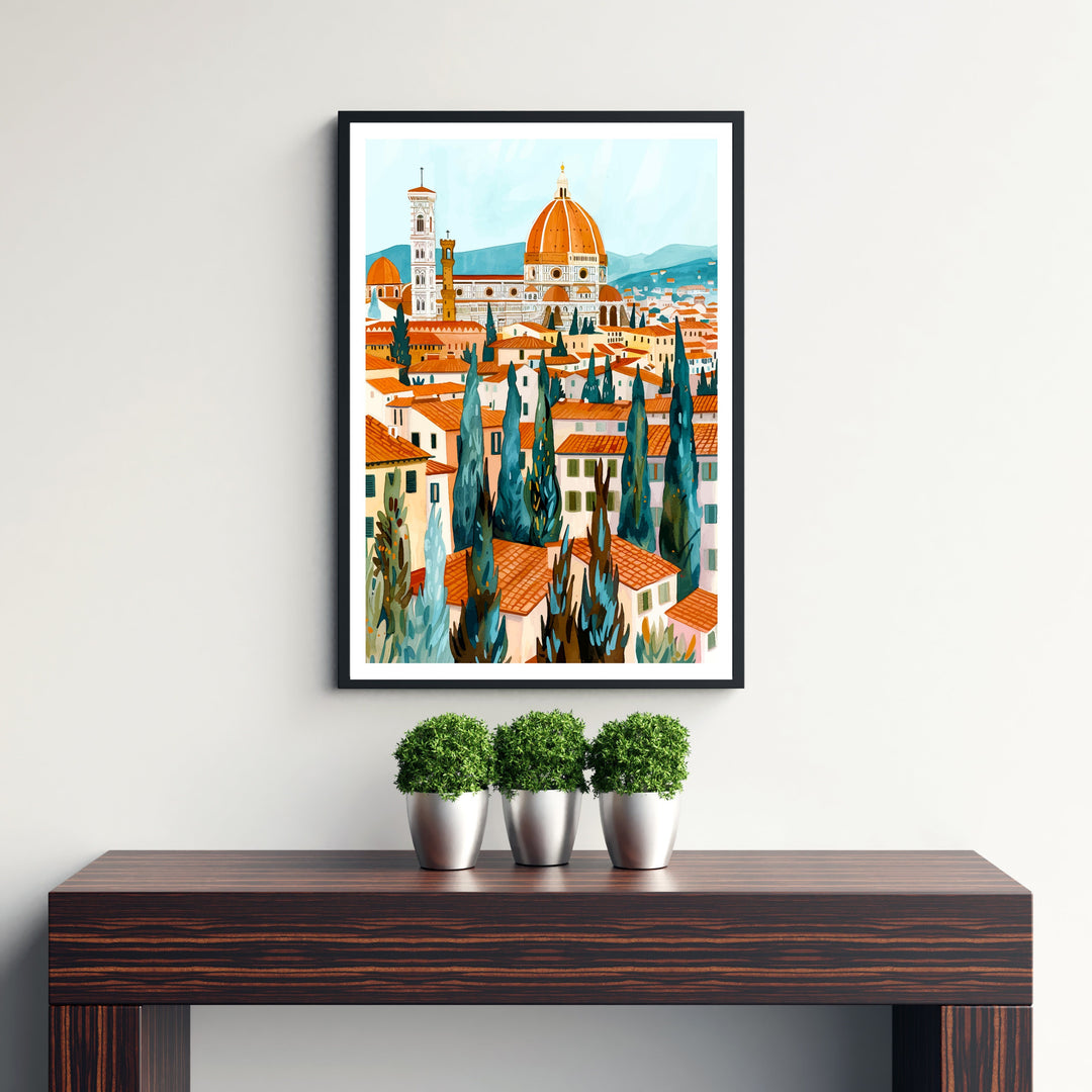 Florence Italy Travel Print Florence Wall Decor Florence Home Living Decor Florence Italy Illustration Travel Poster Gift for Florence