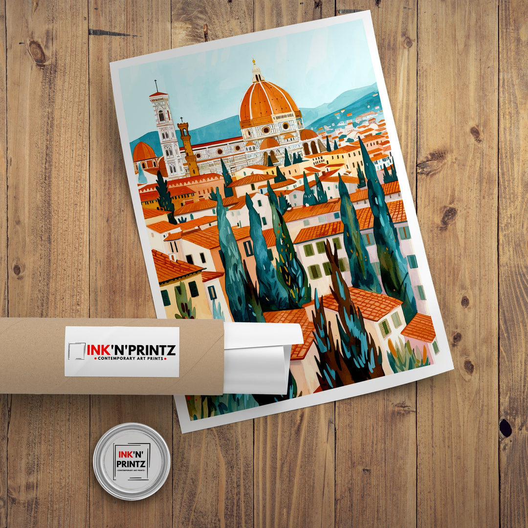 Florence Italy Travel Print Florence Wall Decor Florence Home Living Decor Florence Italy Illustration Travel Poster Gift for Florence