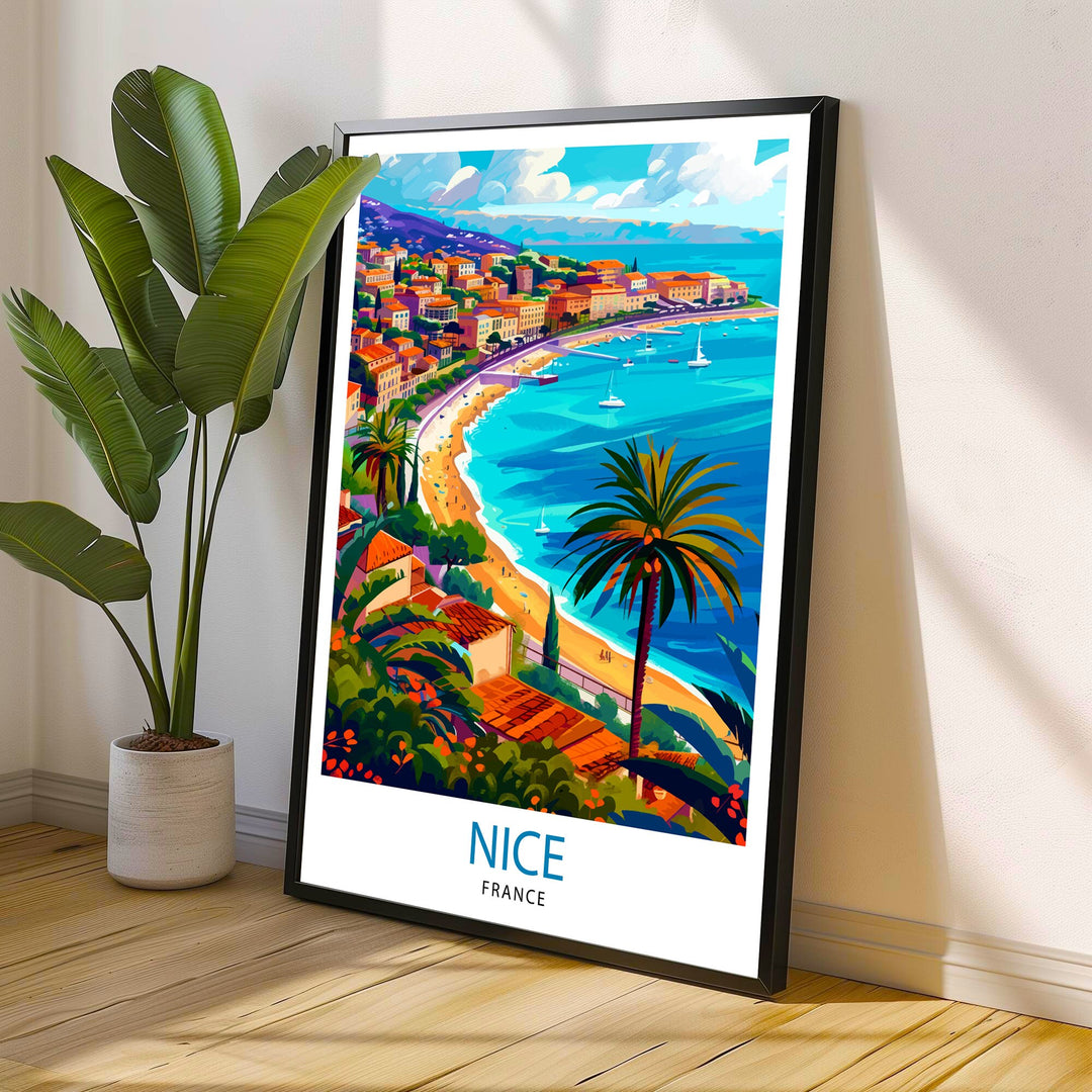 Nice France Travel Poster Nice Wall Art Nice Poster French Riviera Decor Nice Art Poster Nice Illustration Nice