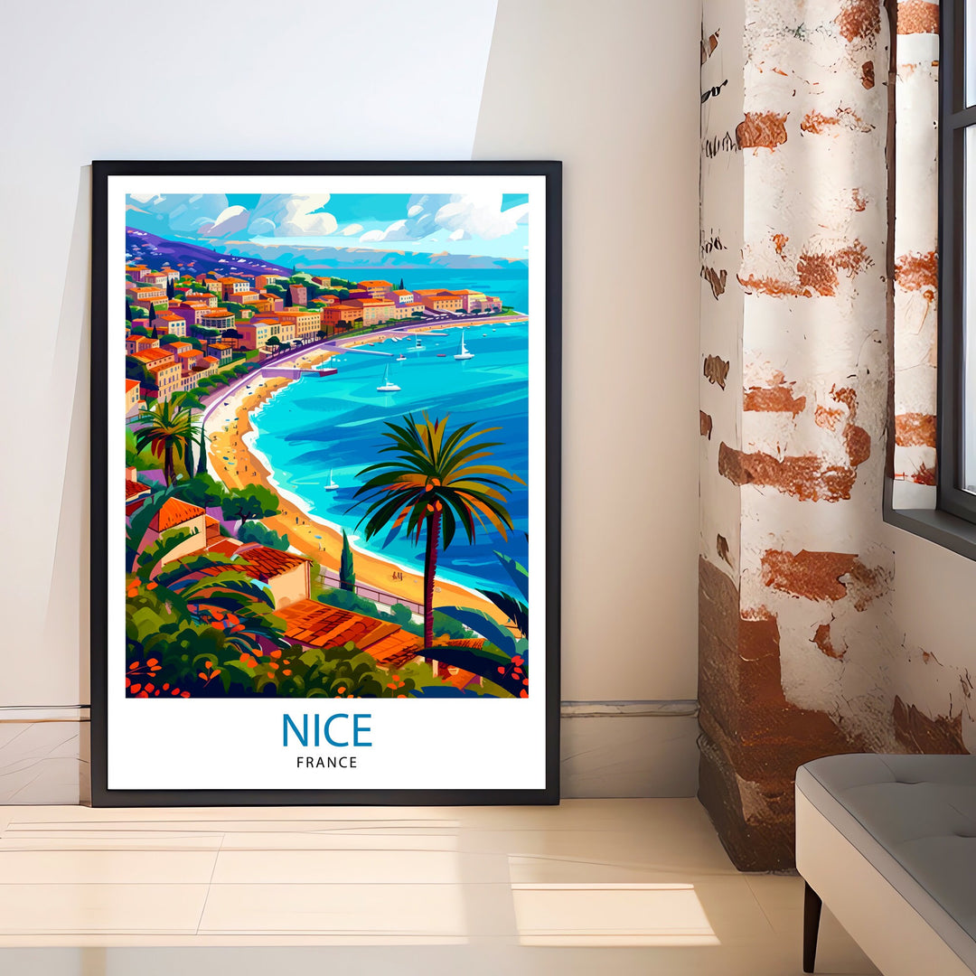 Nice France Travel Poster Nice Wall Art Nice Poster French Riviera Decor Nice Art Poster Nice Illustration Nice