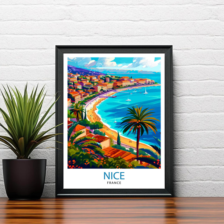 Nice France Travel Poster Nice Wall Art Nice Poster French Riviera Decor Nice Art Poster Nice Illustration Nice