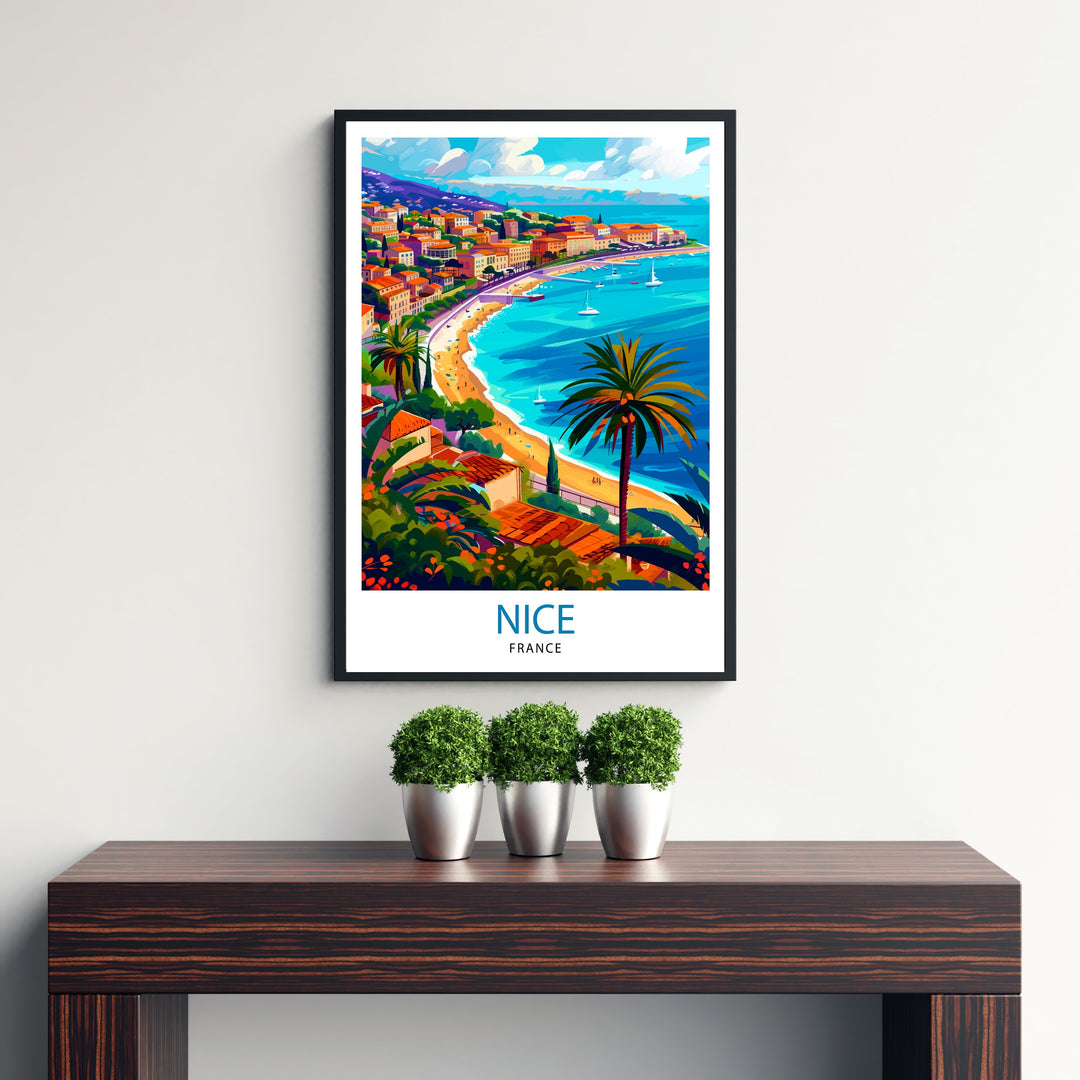 Nice France Travel Poster Nice Wall Art Nice Poster French Riviera Decor Nice Art Poster Nice Illustration Nice