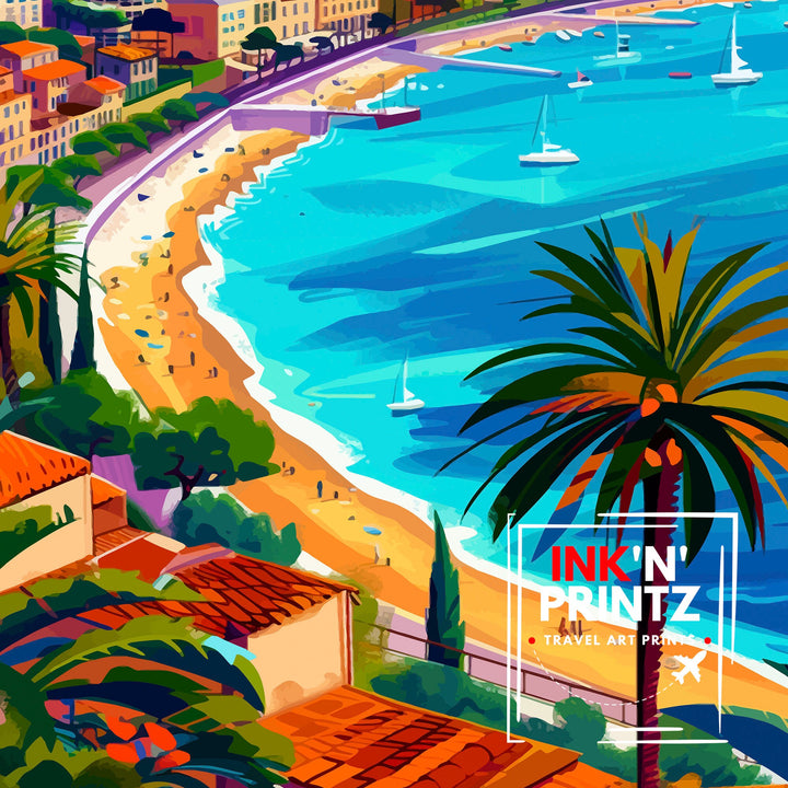 Nice France Travel Print Nice Wall Art Nice Poster French Riviera Decor Nice Art Print Nice Illustration Nice Wall Decor France Print Nice