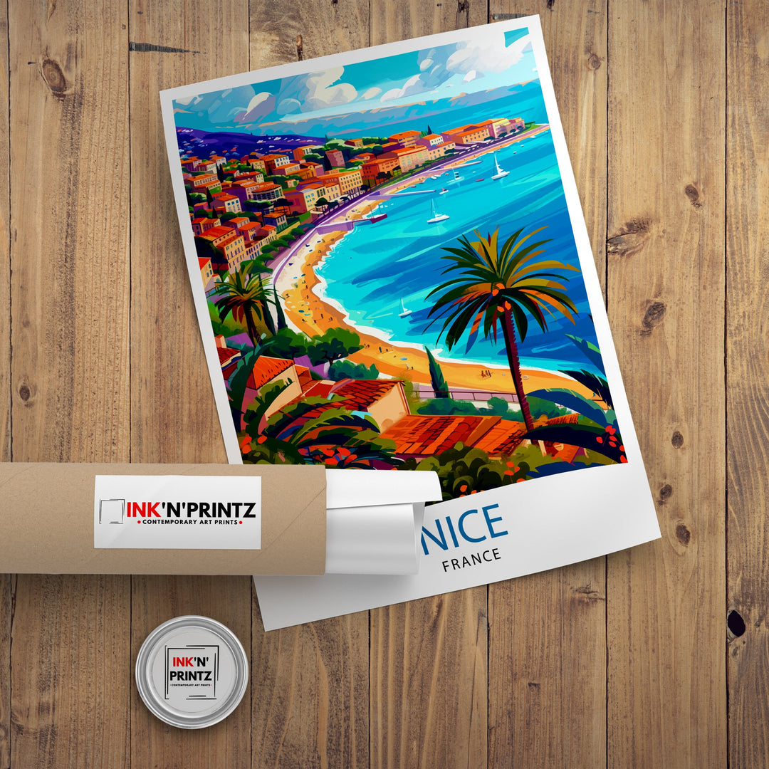 Nice France Travel Print Nice Wall Art Nice Poster French Riviera Decor Nice Art Print Nice Illustration Nice Wall Decor France Print Nice