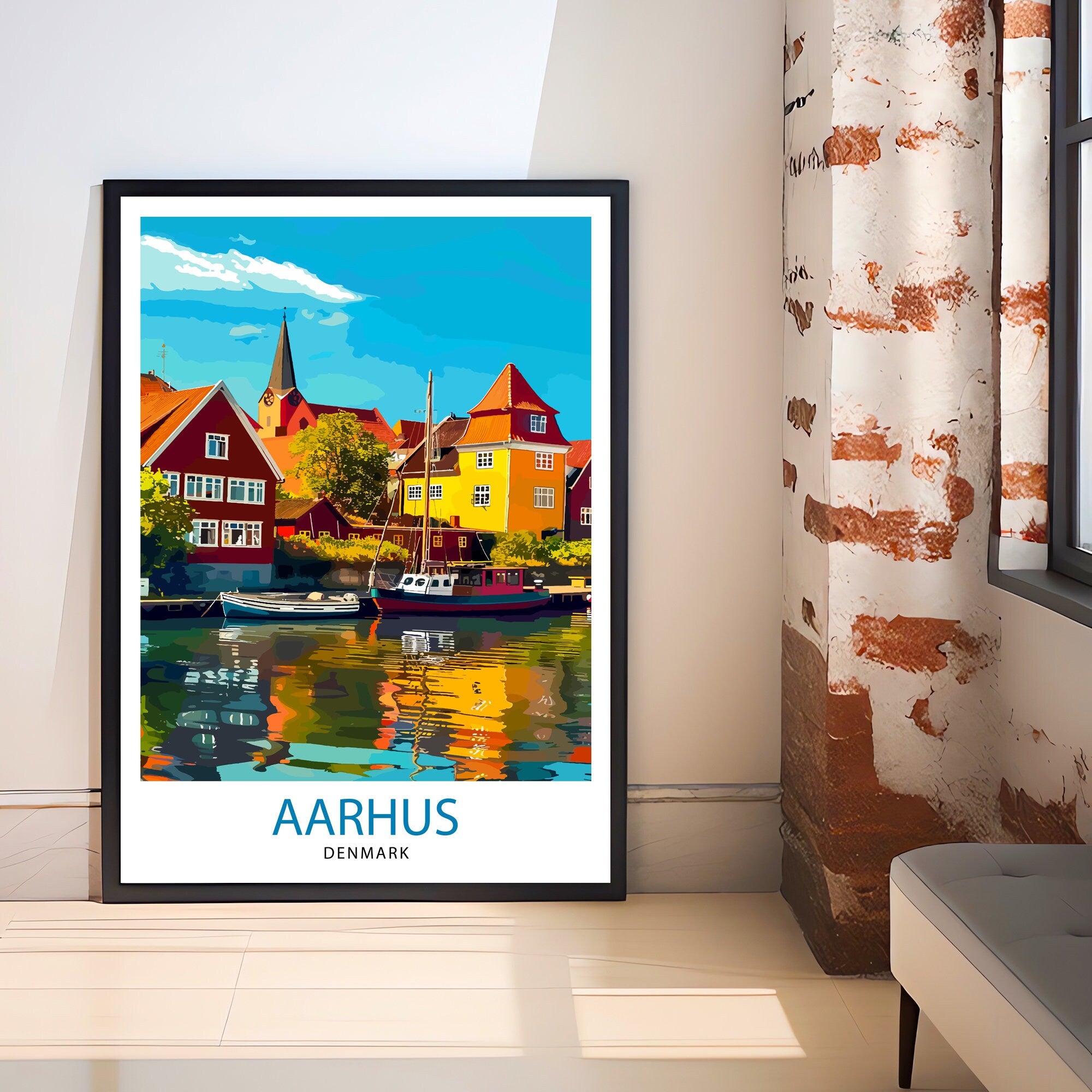 Aarhus Denmark Travel Print Wall Decor Wall Art Aarhus Wall Hanging Home Décor Aarhus Gift Art Lovers Danish Art Lover Gift Print Art