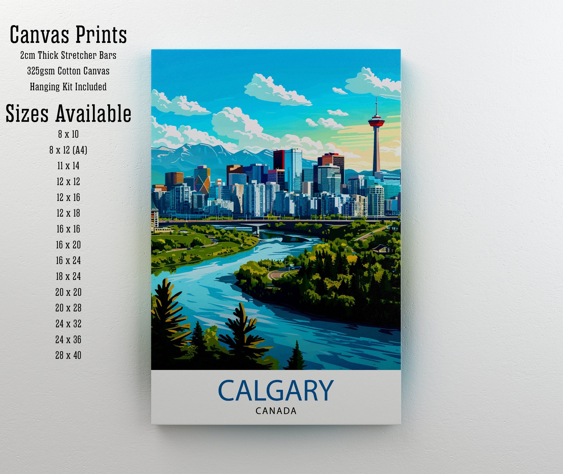 Calgary Canada Travel Print Wall Decor Wall Art Calgary Wall Hanging Home Décor Calgary Gift Art Lovers Canadian Art Lover Gift Print Art