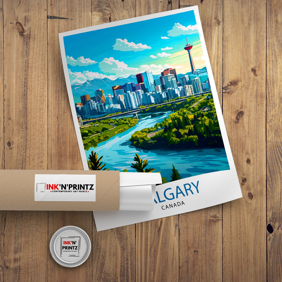 Calgary Canada Travel Print Wall Decor Wall Art Calgary Wall Hanging Home Décor Calgary Gift Art Lovers Canadian Art Lover Gift Print Art