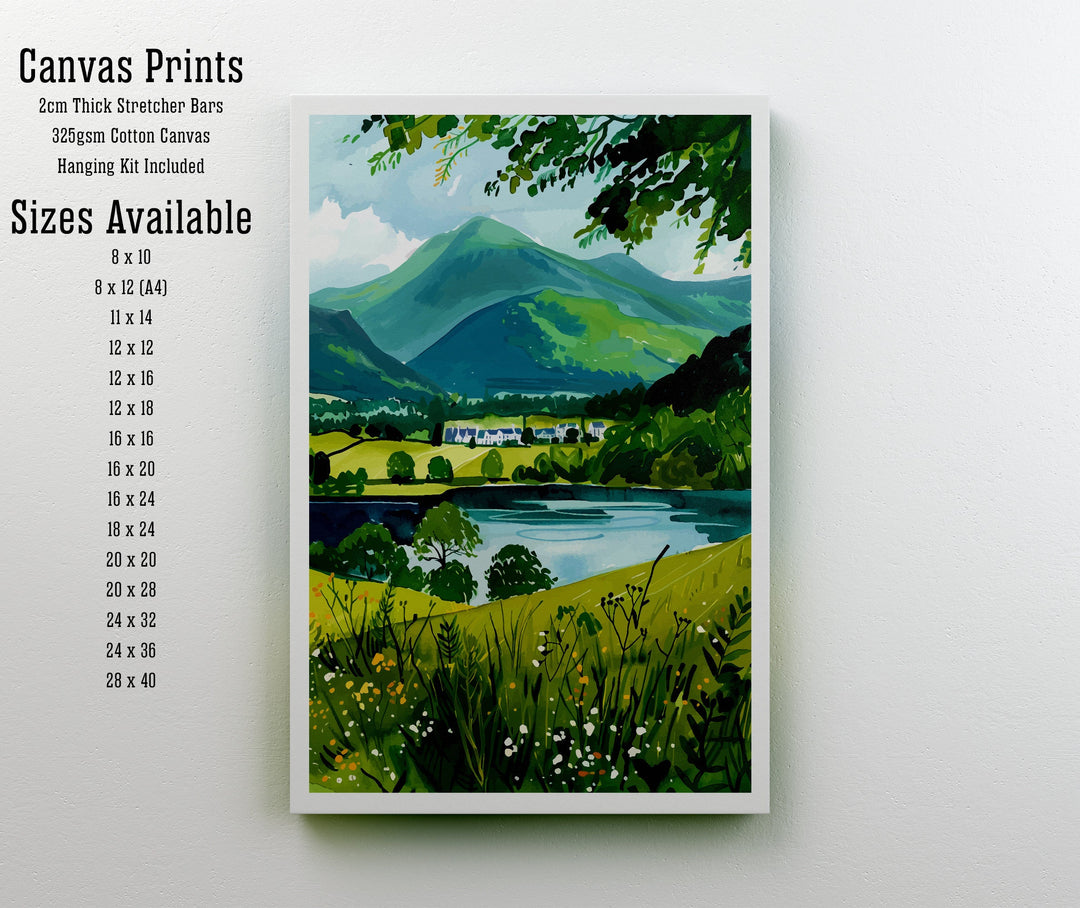 Derwentwater Lake District Travel Print Wall Decor Wall Art Derwentwater Wall Hanging Home Décor Derwentwater Gift Art Lovers UK Art