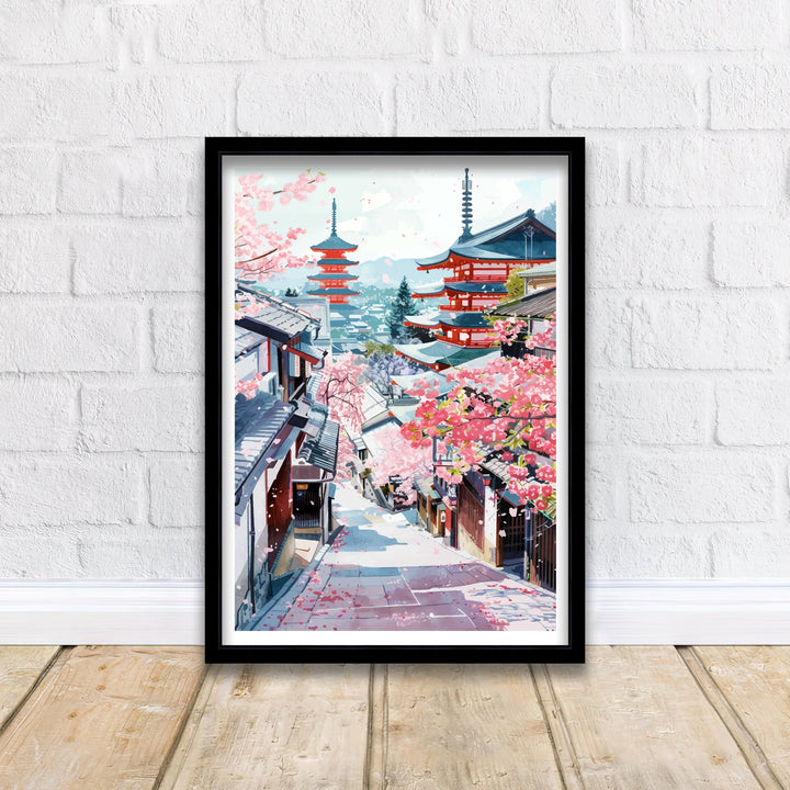 Kyoto Japan Travel Print Kyoto Wall Decor Kyoto Poster Japan Travel Prints Kyoto Art Print Kyoto Illustration Kyoto Wall Art