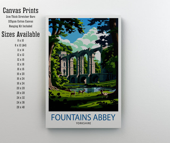 Fountains Abbey England Travel Poster