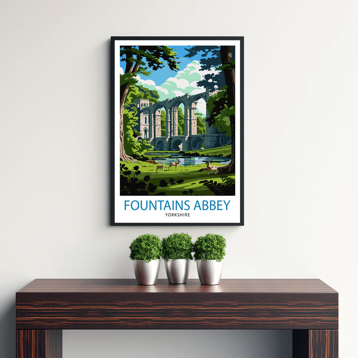 Fountains Abbey England Travel Poster