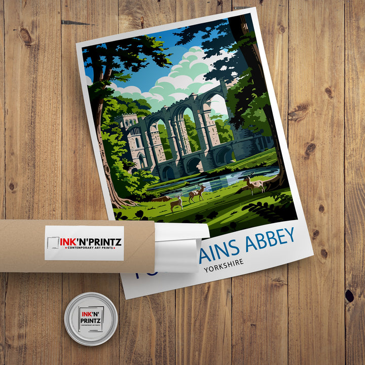 Fountains Abbey England Travel Poster