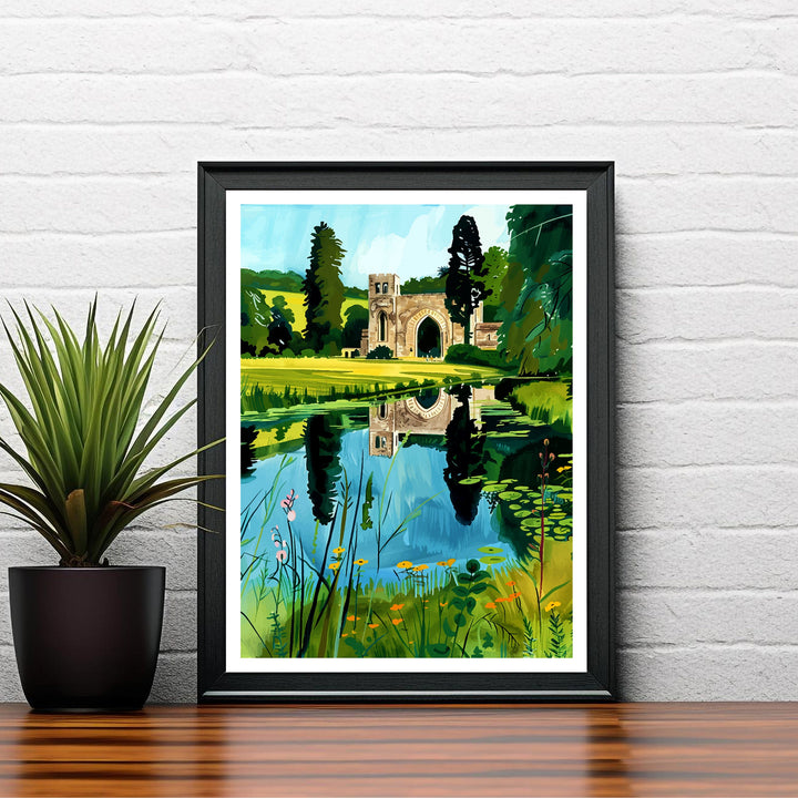 Fountains Abbey England Travel Poster