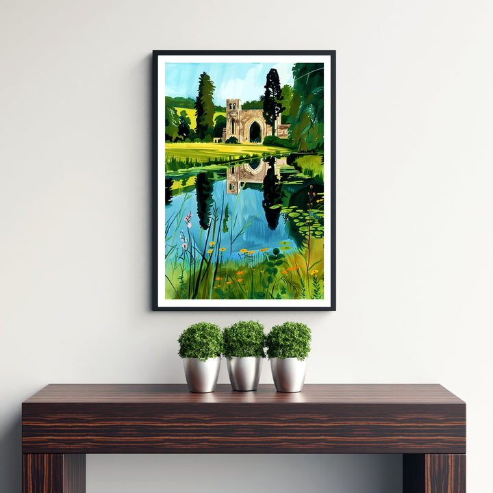 Fountains Abbey England Travel Poster