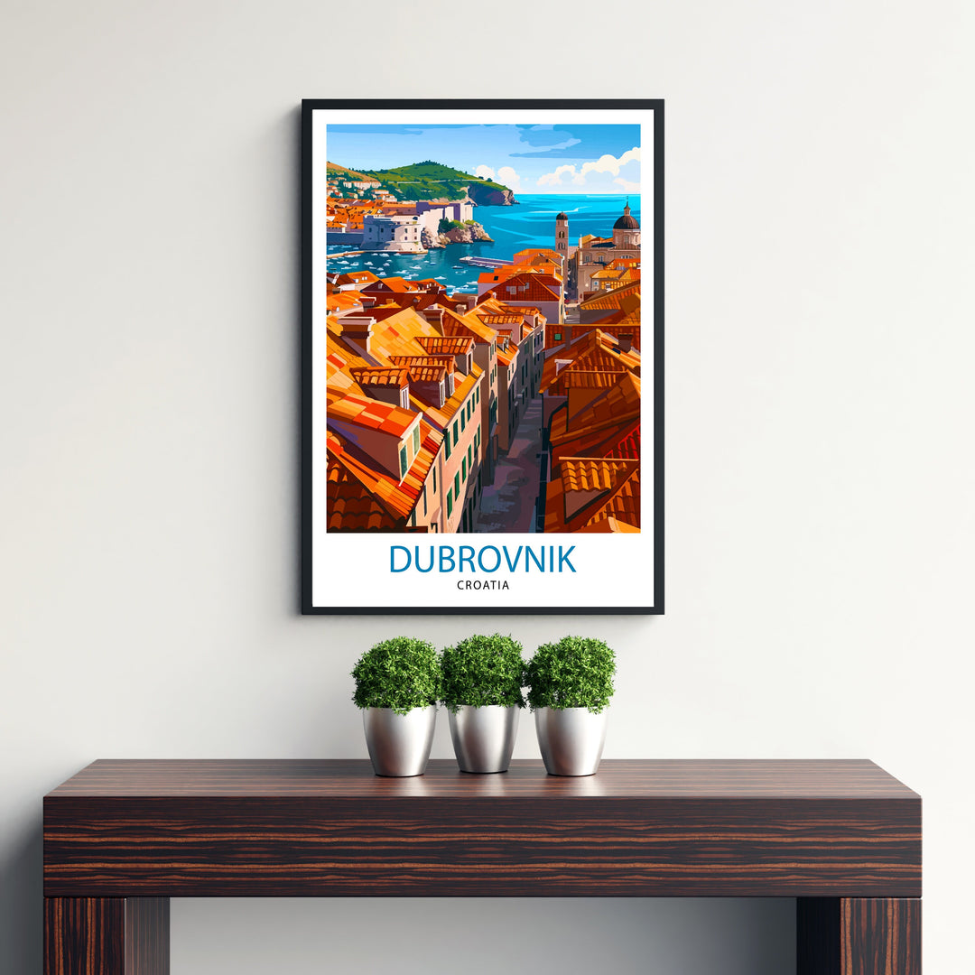 Dubrovnik Croatia Travel Print Dubrovnik Wall Decor Dubrovnik Poster Croatia Travel Prints Dubrovnik Art Print Dubrovnik Illustration