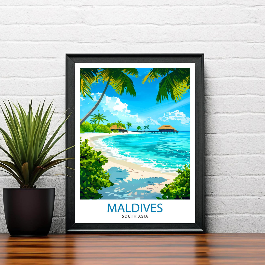 Maldives Travel Print Maldives Wall Decor Maldives Poster Tropical Travel Prints Maldives Art Print Maldives Illustration Maldives Wall Art