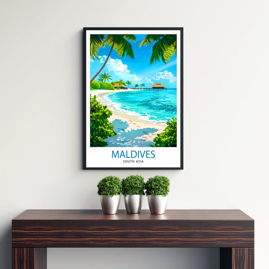 Maldives Travel Print Maldives Wall Decor Maldives Poster Tropical Travel Prints Maldives Art Print Maldives Illustration Maldives Wall Art