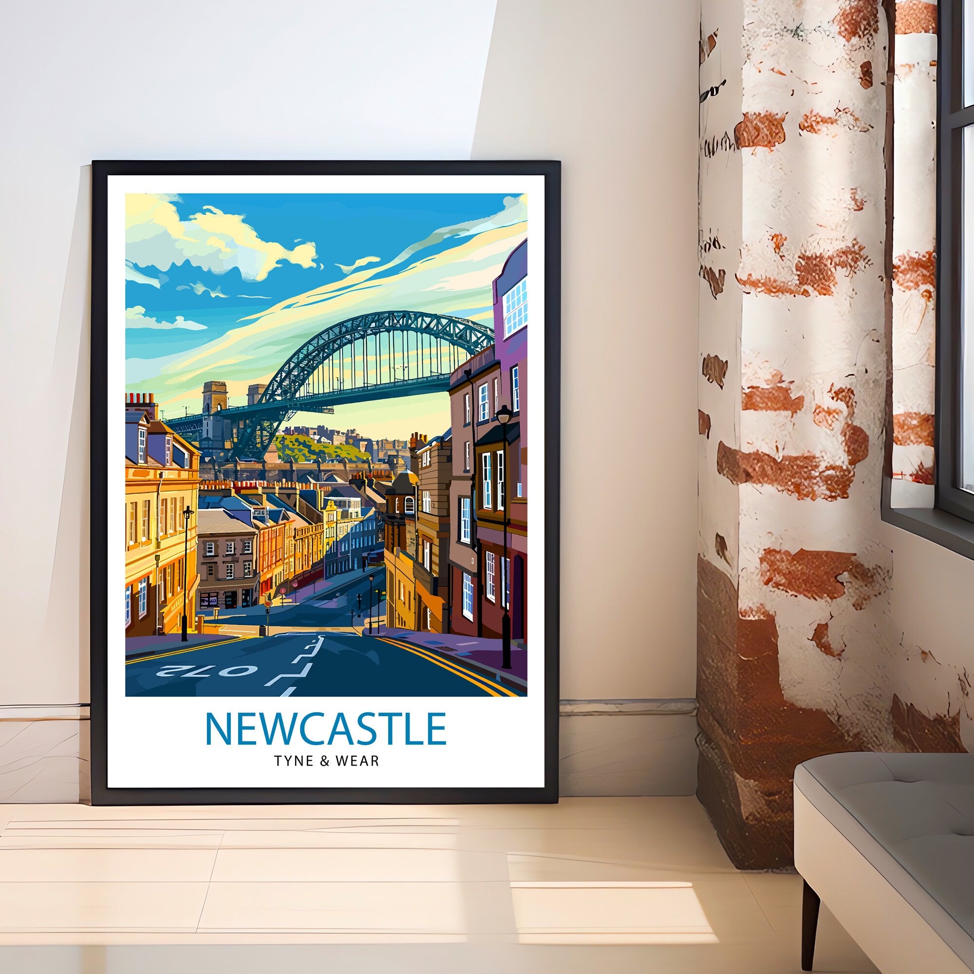 Newcastle upon Tyne Travel Print Newcastle Wall Decor Newcastle Poster England Travel Prints Newcastle Art Print Newcastle Illustration