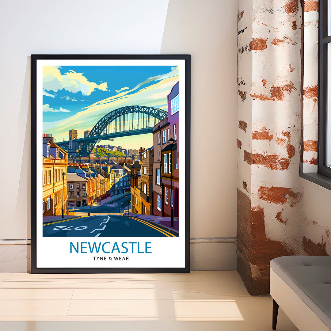 Newcastle upon Tyne Travel Print Newcastle Wall Decor Newcastle Poster England Travel Prints Newcastle Art Print Newcastle Illustration