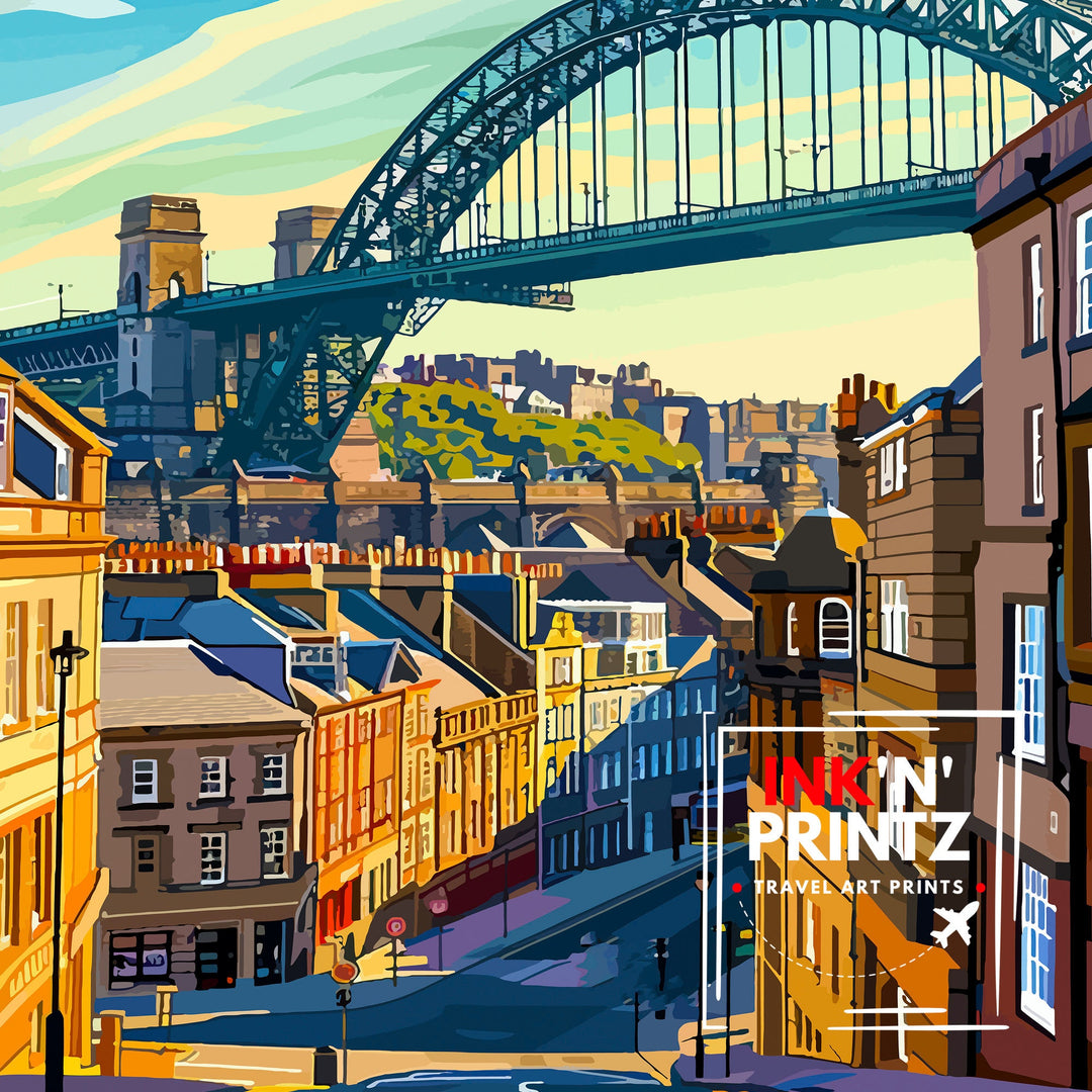 Newcastle upon Tyne Travel Print Newcastle Wall Decor Newcastle Poster England Travel Prints Newcastle Art Print Newcastle Illustration